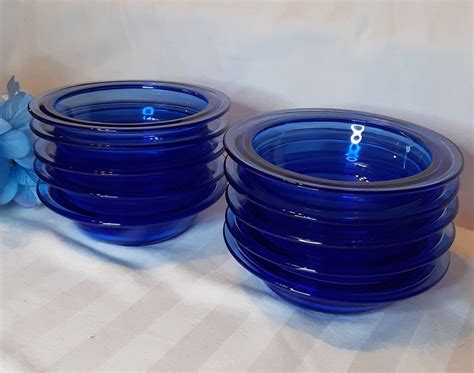 Vintage Cobalt Blue Dessert Bowls Hazel Atlas Ritz Blue Etsy