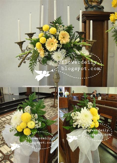 Wedding Church Décor Green Yellow Theme ~ Flower Daily Blog