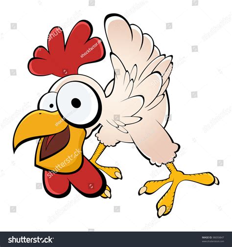 Funny Cartoon Chicken Stock Vector 98059847 Shutterstock