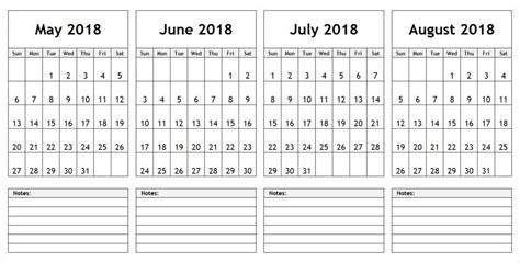 June July August 2018 Calendar Free Printable Template July Calendar