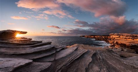 A Panoramic Seascape With The Starburst Effect In Australia Oc Os