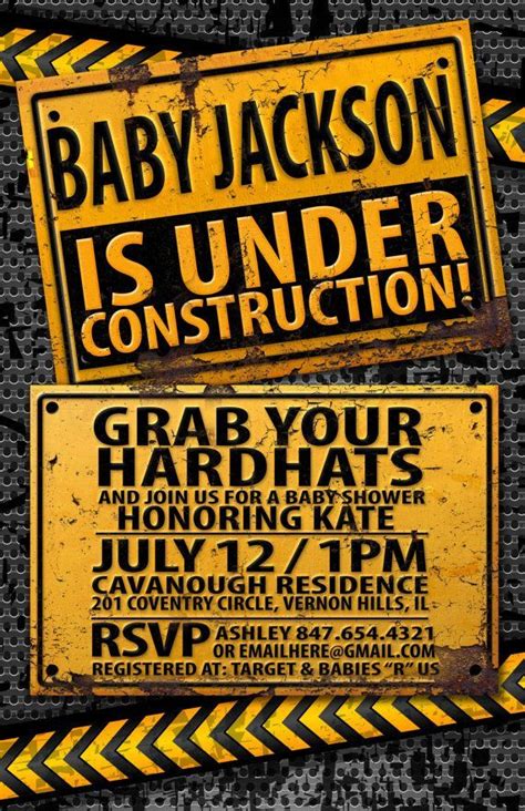 Under Construction Baby Shower Invitation Construction Invitation