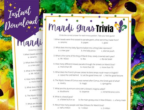 Mardi Gras Trivia Game Fun Mardi Gras Quiz With Questions And Answers