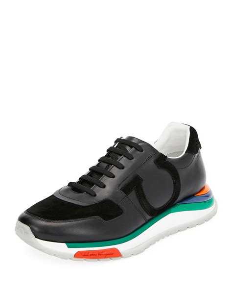 Salvatore Ferragamo Mens Brooklyn Sneakers W Rainbow Sole Neiman Marcus