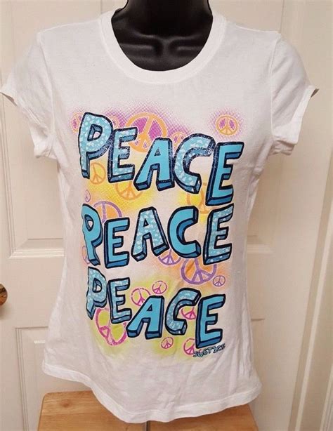 Justice Girls Multi Color Peacelfloralpeace Signs Shirt Size 14