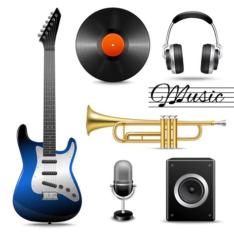 Realistic Music Icons Set 438269 Vector Art At Vecteezy