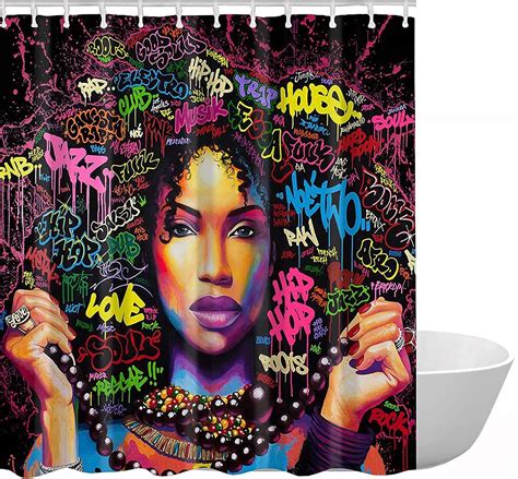 Clsczlprints African American Woman Shower Curtainafro Girl Black Artwaterproof Polyester