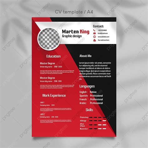 Stylish Cv Or Resume Template Black And Red Backgound Template Download