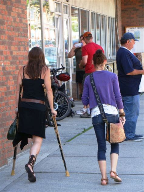 Amputee Lady Crutches