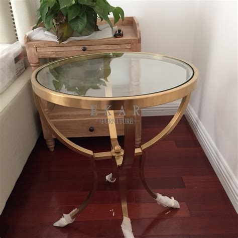Modern round glass coffee table with/legs living room furniture golden brand new. Small Round Coffee Metal Glass Living Room Table - Ekar ...