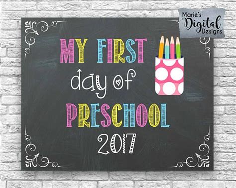 Instant Download My First Day Of Preschool 2019 Printable Etsy