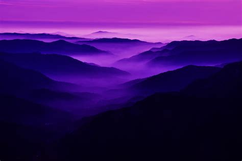 Purple Mist Fog Filled Valley In The Sierra Nevada Foothills
