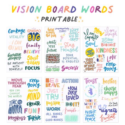 Vision Board Words Printable