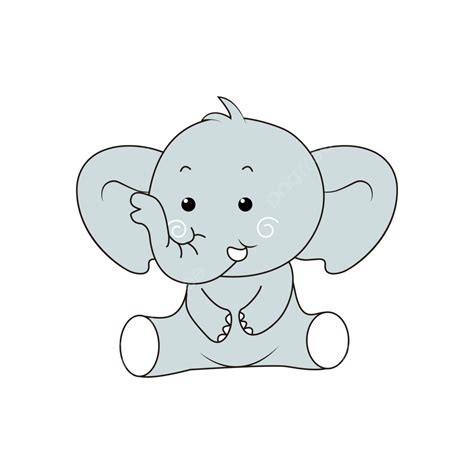 Gambar Kartun Cantik Gajah Duduk Duduk Gajah Menyenangkan Png Dan