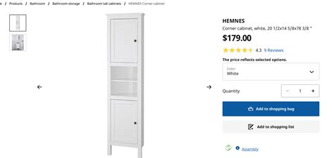 Buy ikea hemnes corner cabinet white 604.184.01 size 20 1/2x14 5/8x78 3/8: HEMNES Corner cabinet - white 20 1/2x14 5/8x78 3/8 " in ...