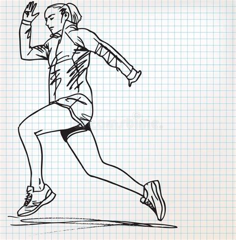 Female Runner Sketch Illustration Stock Vector Illustration Of