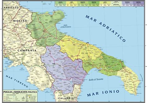 Mapa Geogr Fico Regione Puglia Basilicata Amazon Es Oficina Y