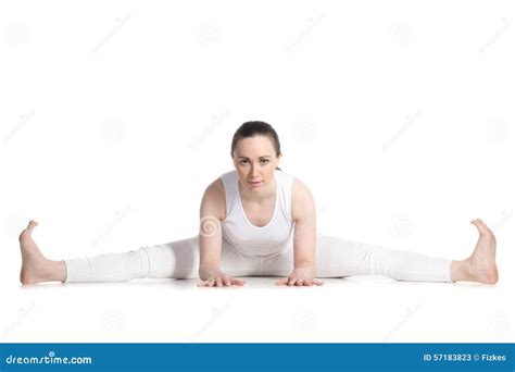 Wide Angle Seated Forward Bend Pose Stock Image Image Of Active