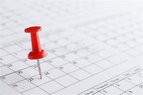 Red Pin Marking On Calendar Stock Photo Image Of Week Organization