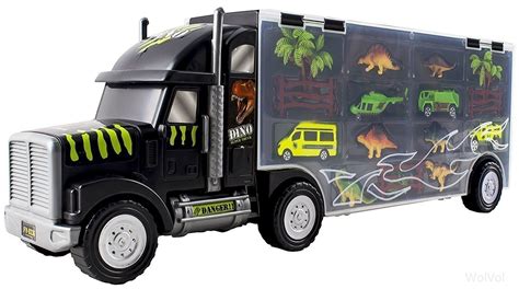 Wolvol Giant Dinosaur Transporter Truck Toy Carrier With Cars And