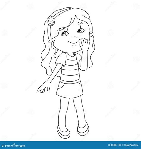 Coloring Page Outline Of Cartoon Girl Stock Vector Illustration Of