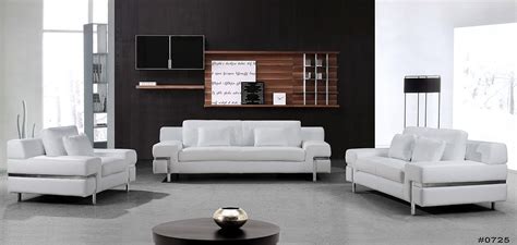 Mingle 3 piece upholstered fabric sectional sofa set white. Divani Casa Clef - Modern White Leather Sofa Set