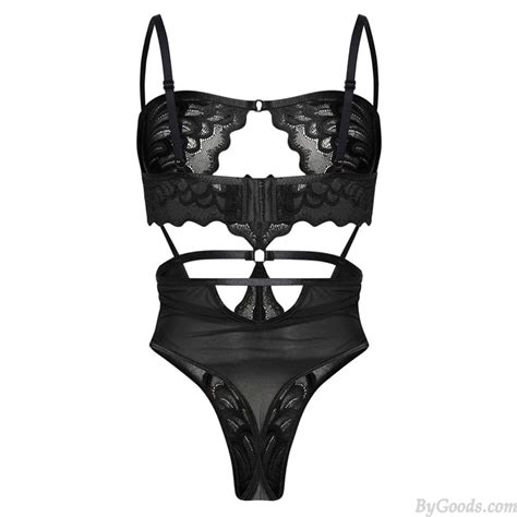 Sexy Lace Ruffle Feather Hollow Mesh Intimate Women S Lingerie Black Teddy Bodysuit Teddy