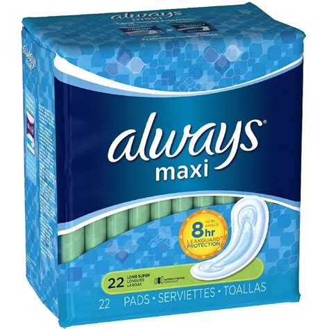 3 Pack Always Maxi Pads Long Super Without Wings 22 Ea