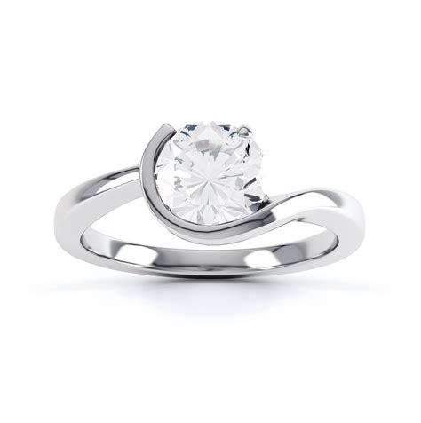 Asymmetrical Round Solitaire Diamond Engagement Ring