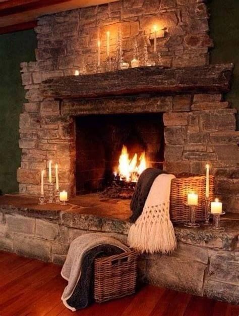 Beautiful Rustic Cabin Fireplace Perfect For The Winter Casa