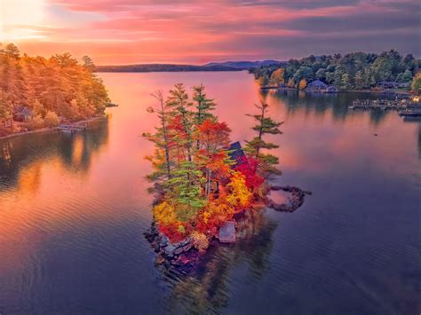 New Hampshire Fall Foliage Landscape Sunrise Over Lake Etsy Ireland