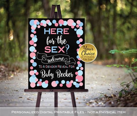 Here For The Sex Gender Reveal Personalized Welcome Sign Etsy