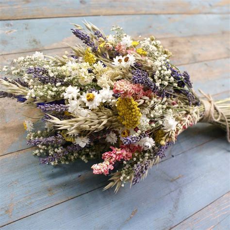 festival meadow dried flower wedding bouquet by the artisan dried flower company