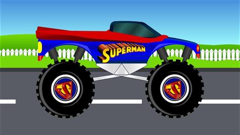 Superman Truck Monster Trucks For Children Videos For Kids Youtube