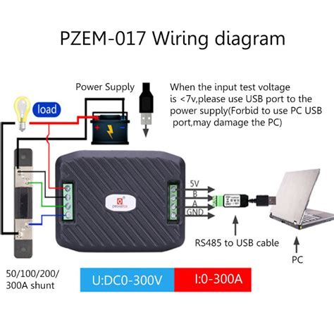 Pzem-017 DC 9v-300v 300A Shunt modbus Kabel USB Interface modbus 0-300v