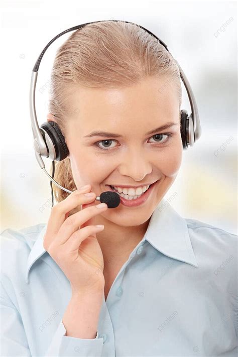 امرأة مركز الاتصال مع سماعة ودية جذابة للشركات صورة الخلفية والصورة للتنزيل المجاني pngtree