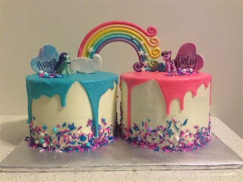 Rainbow Cake Idea Rainbow Cake Twin Birthday Cakes Rainbow Birthday