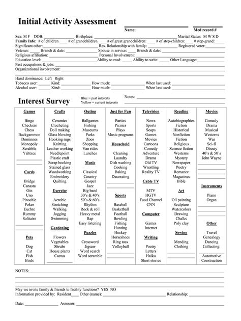 Initial Activity Assessment Fill And Sign Printable Template Online