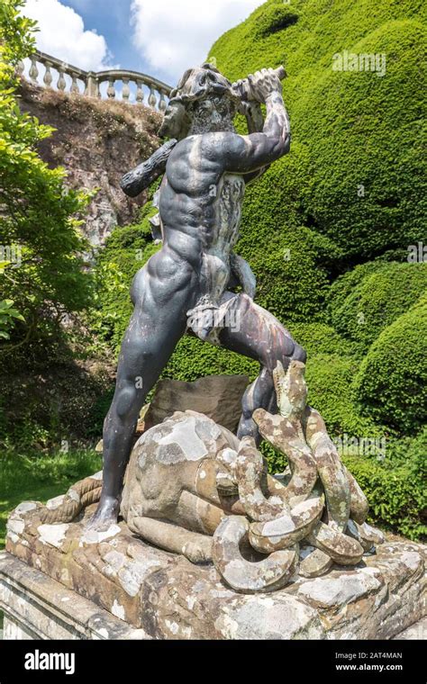 Statue Of Hercules Slaying The Hydra Powis Castle Powys Wales Uk