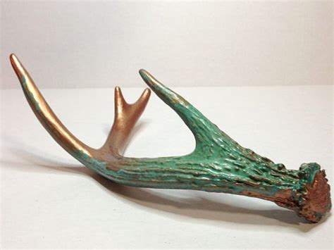 Copper Painted Natural Green Patina White Tail Deer Antler Etsy