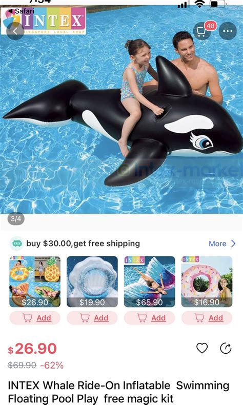 Intex Whale Ride On Inflatable Swimmi G Hobbies And Toys Toys And Games