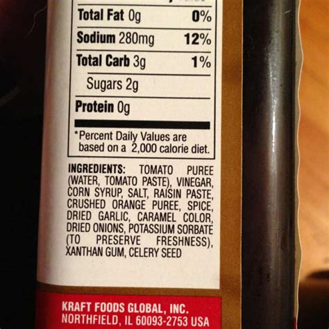 31 A1 Steak Sauce Ingredients Label Labels Database 2020