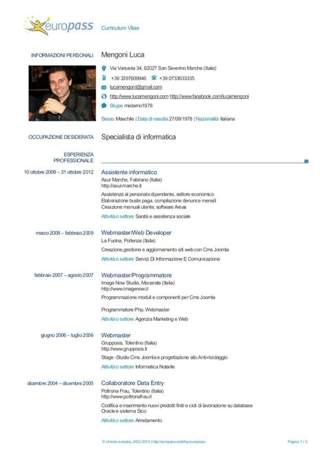 Collection of most popular forms in a given sphere. EUROPASS CV ITALIANO DA SCARICARE