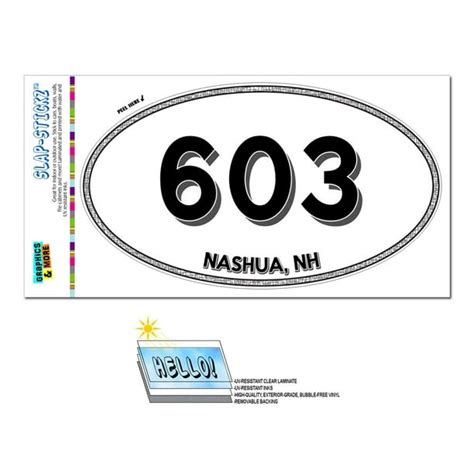 603 Nashua Nh New Hampshire Oval Area Code Sticker