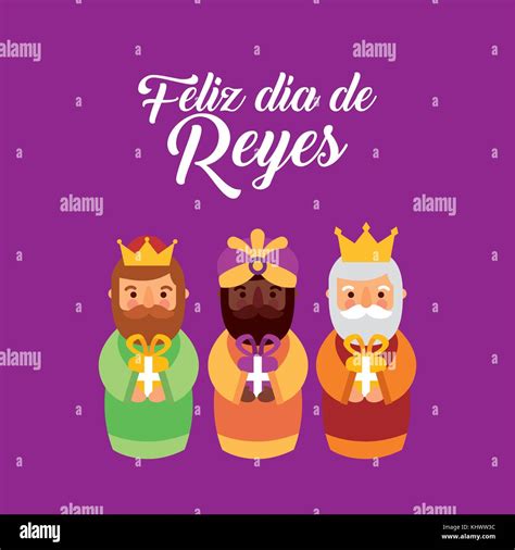 Feliz Dia De Los Reyes Tres Reyes Magos Traen Regalos A Jesús Imagen