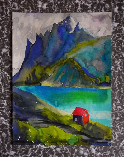 Iceland Watercolor Painting Print Faroe Islands Wall Art Etsy Uk