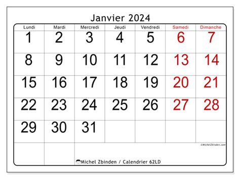 Calendrier Janvier 2024 62ld Michel Zbinden Ch