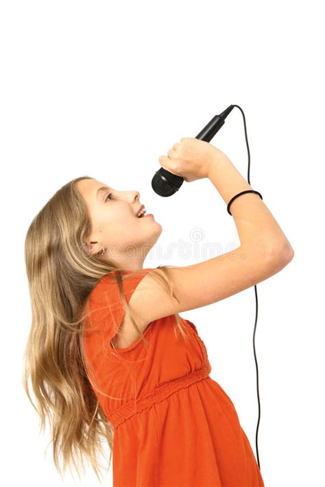 Girl Singing Into Microphone Stock Image Image Of Performs Girl 7318009