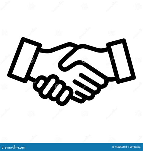 Handshake Icon Outline Style Stock Vector Illustration Of Agreement