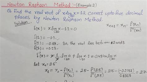 Newton Raphson Method Newton Raphson Method Example Youtube